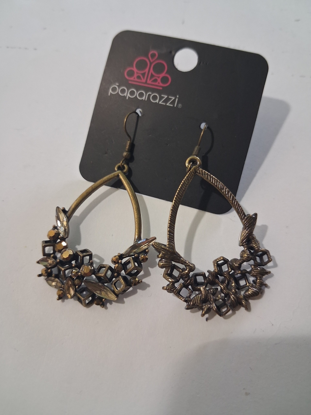 paparazzi Antique Gold Floral Hoop Teardrop Earrings